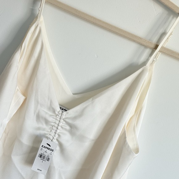 New Express Camisole Cream Ruched Woman Large Layer Career Event Office Tank - Picture 2 of 6